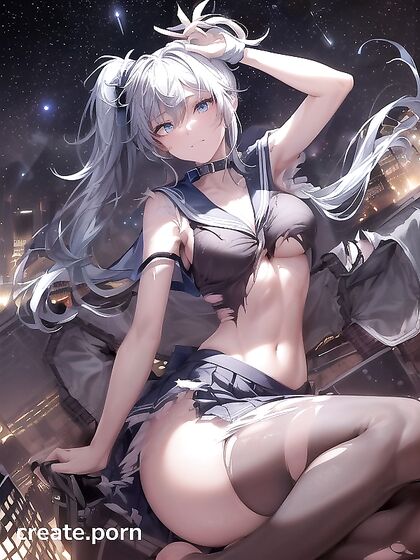 Blue-Eyed Sailor Uniform Girl 18+ Battles Monsters Under the Starlit Cityscape