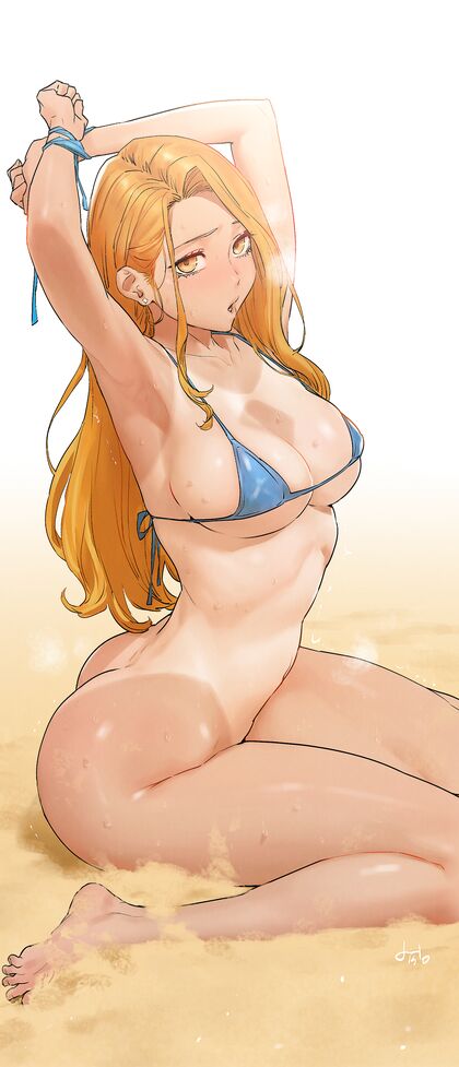 Holy shitlords! This chick has got one helluva perfect bod on da beatch!