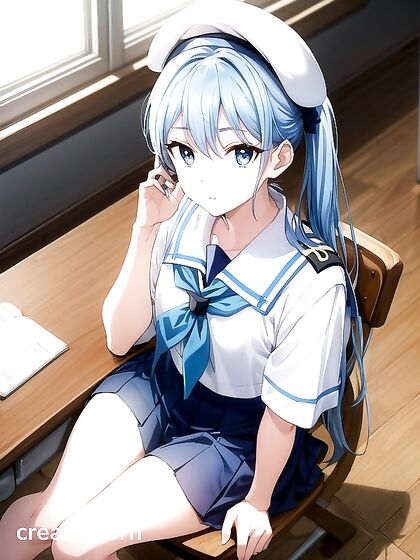 Teen 18+ with Light Blue Hair Enjoying Her Tiny 18+ Ass in Seductive Hentai AI Image
