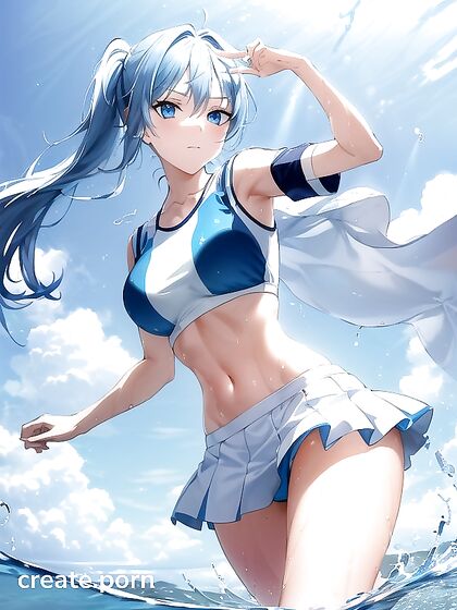 Bikini Clad Girl 18+ Seductively Splashes Water at You in Steamy Hentai AI Image