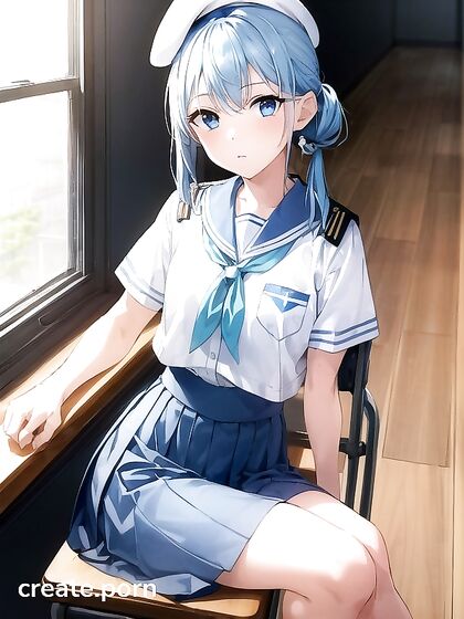 Girl 18+ Wearing Beret Pleasures Herself in Seductive Hentai AI Image