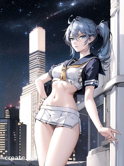 18-Year-Old Model Seduces in Intense Nighttime Hentai AI Image