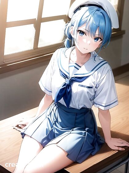 High-Res Blue-Eyed Cutie with Tiny 18+ Ass in Seductive Hentai AI Image