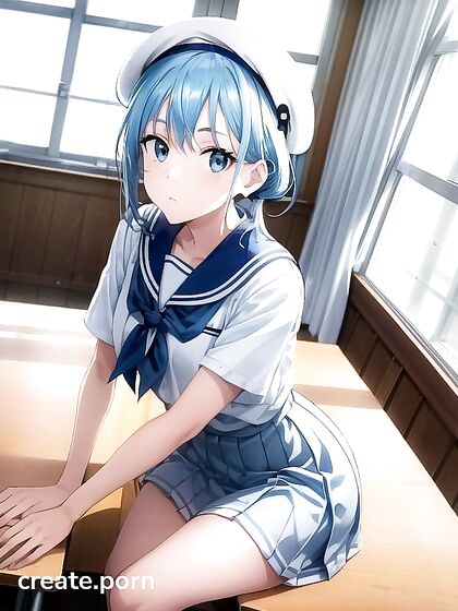 Bored Student with Aquatic Blue Hair in Class Seduces Teacher for Naughty Hentai Fun