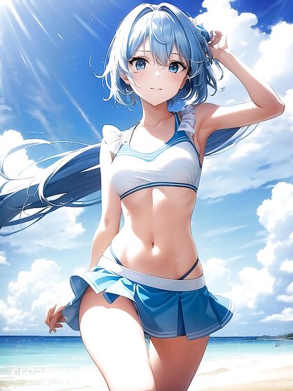 Skinny Girl 18+ Shows Off Her Navel in Happy Hentai Fun