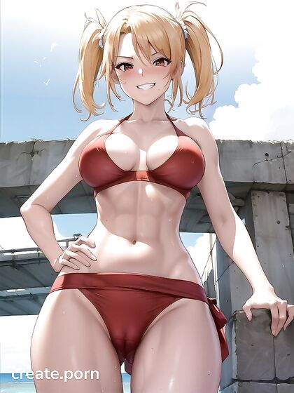 Blonde Beauty in Bikini Dives into Steamy Hentai AI Image