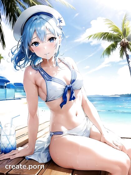 Summer Fun at the Beach - Happy Times in Steamy Hentai AI Image