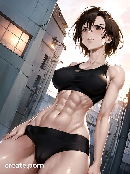 Muscular Waisted Beauty in Explicit Hentai AI Image Image