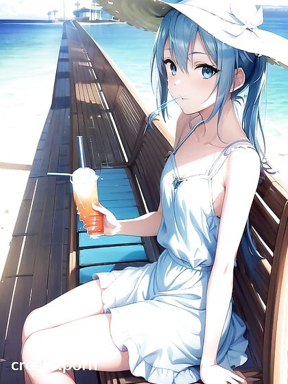 Sweaty Small Breasts and Light Blue Hair in Steamy Hentai AI Image
