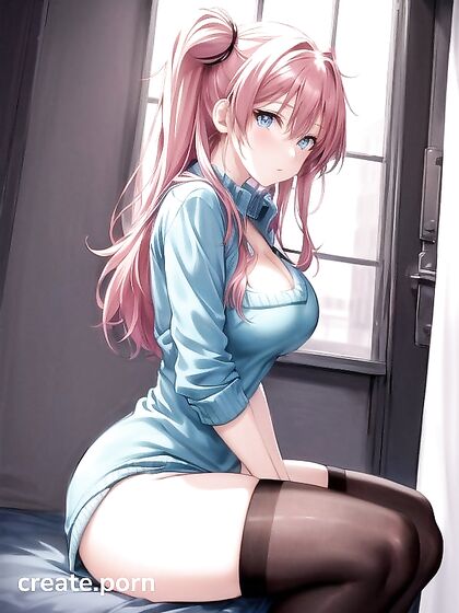 Embarrassed Woman with Rounded Ass in Seductive Hentai Solo Image
