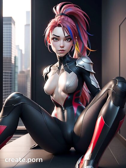 Tomboy with Small Breasts Faces Camera for Intense Hentai AI Image