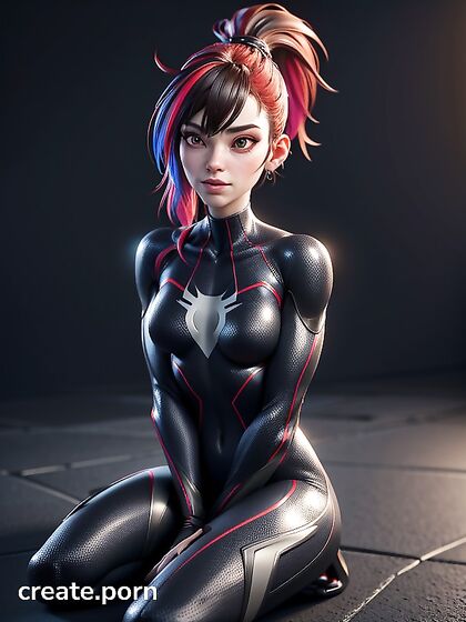 Topless Girl 18+ with Multi-Colored Ponytail Faces Camera in Hentai Bliss