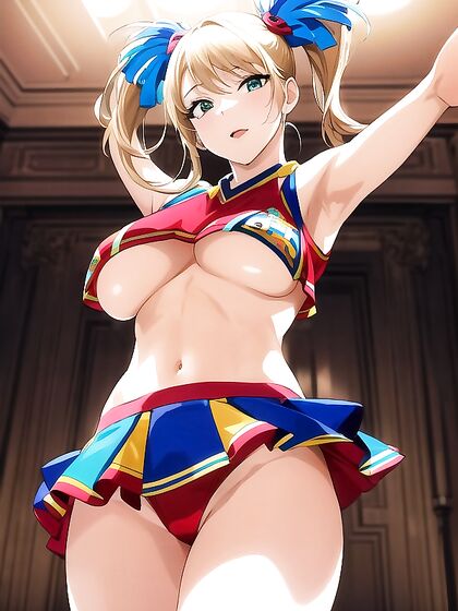 Cheerleader Shows Off Her Underboob in Seductive Hentai AI Image