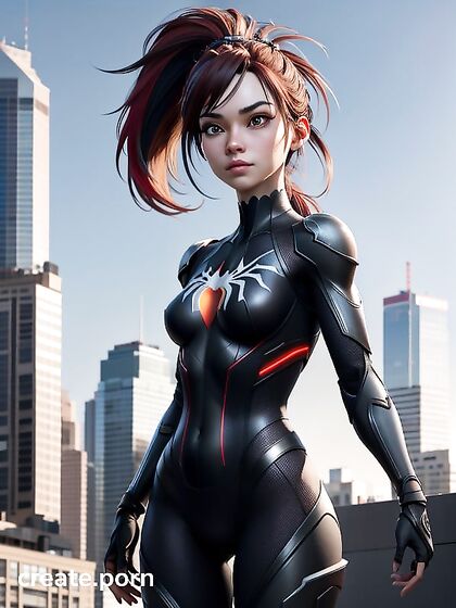 Ghost Spider Faces Camera in Superhero Hentai AI Image