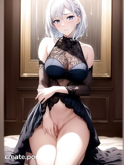 Blue-Eyed Beauty with Snowy Locks Takes NIGHT in Mesmerizing Hentai AI Image