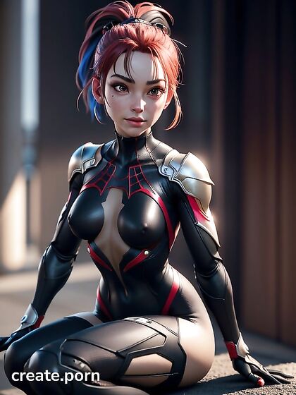 Form-Fitting Armor Bodysuit Camel Toe Tempts in Steamy Street Hentai AI Image