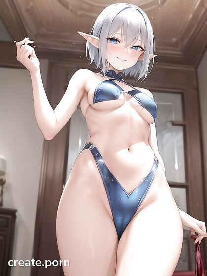 Blue-Eyed Beauty Shows Off Her Underboob in Snowy Hentai AI Image