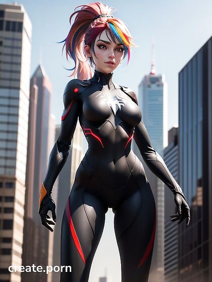 Superhero Stands Proud Facing Camera for Steamy Hentai AI Image