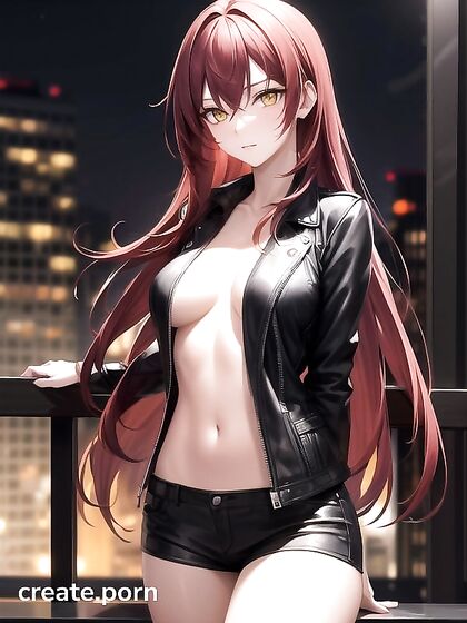 Man in Black Leather Jacket Covers His Chest for Intense Hentai Pleasure