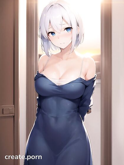 Busty Blue-Eyed Beauty Takes On Intense Hentai AI Image