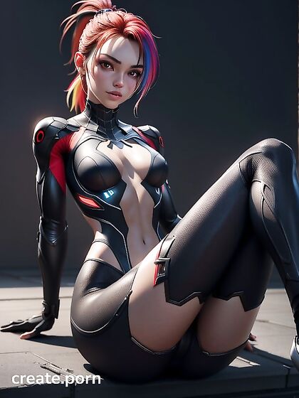 Tomboy With Small Breasts in/Form-Fitting Armor Bodysuit for Steamy Hentai AI Image