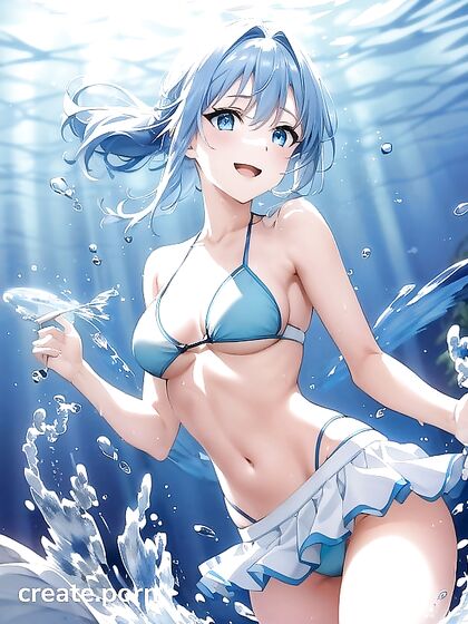 Palmes Teases Her Small Breasts in Detailed Hentai Porn Image