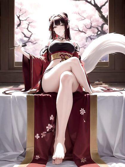Barefoot Bottom Worship with Hefty Cleavage in Hentai AI Image