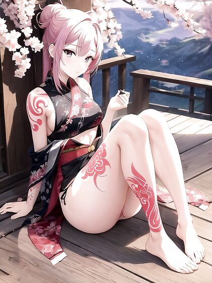 Wide-Hipped Beauty Enjoys Nature’s Peace in Mountain Springs Hentai AI Image