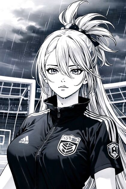 Aqua from Konosuba Gets Seduced by a Soccer Player in Monochrome Manga Style Hentai