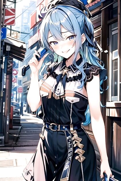 Long Ponytail and One Blue Eye Seduce on the Couch in Steamy Hentai AI Image