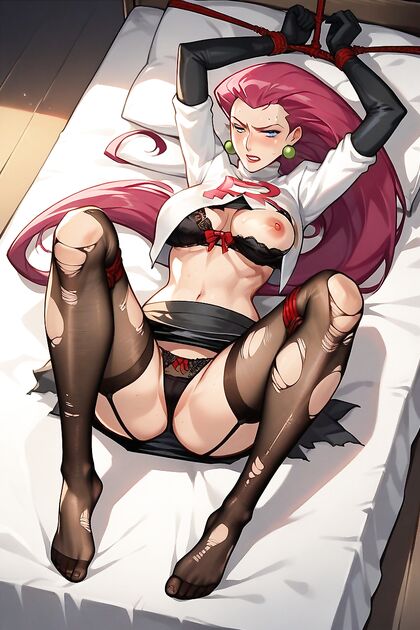Jessie from Pokémon Stripped Down in Ripped Clothing for Naughty Hentai Fun