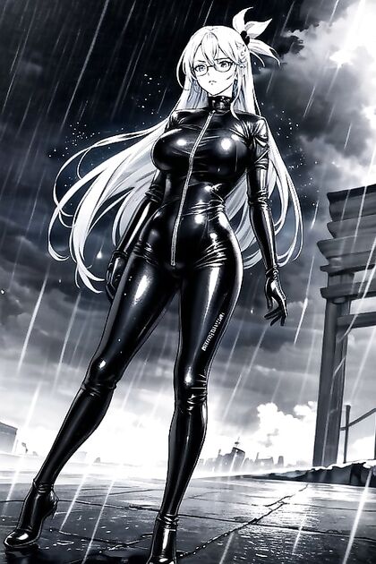 Aqua from Konosuba Poses in Full-HD Black-and-White Manga Style Hentai