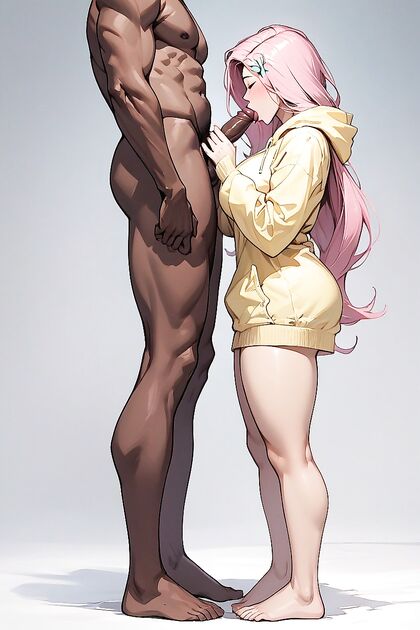 Hoodie Wearing Babe Gives Sideways View Blowjob in hentai AI Porno