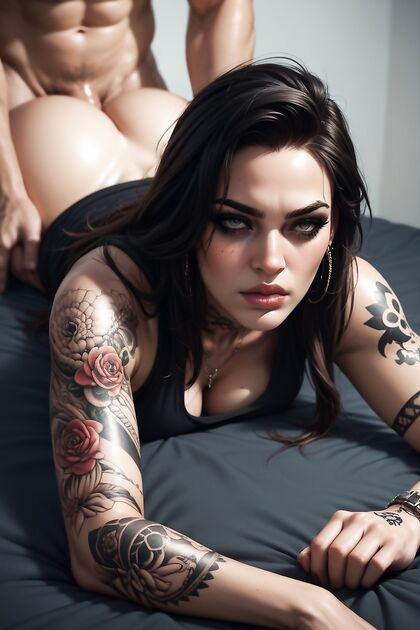 Lying Face Down with a Tattoo for Intense Full Hentai Pleasure