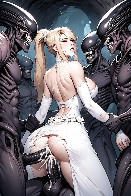 Samus Aran inWedding Dress Gets Drenched in Cum-Filled Hentai AI Image