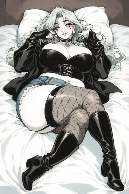 Mature Beauty with Pale Skin and Luscious Decollete in Seductive Hentai AI Image