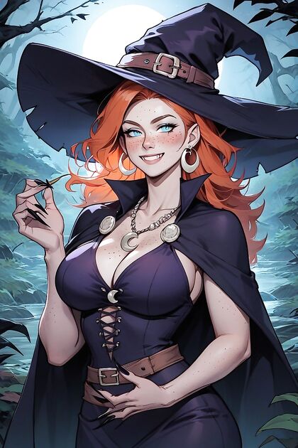 Witch with Blue Eyes Surrounded by Zombies in Mind-Blowing Hentai AI Image