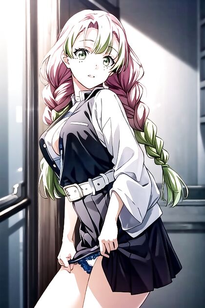 Mitsuri Kanroji from Demon Slayer Strips Down to Her Lingerie for Steamy Hentai Fun