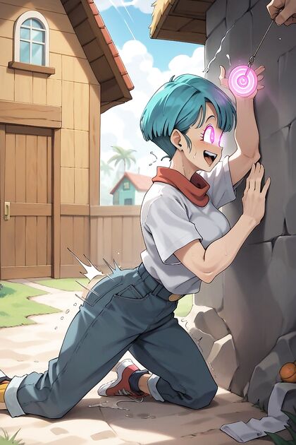 Bulma Smiles by Lines of Bounce with Master Roshi from Dragon Ball Hentai Hentai AI Image