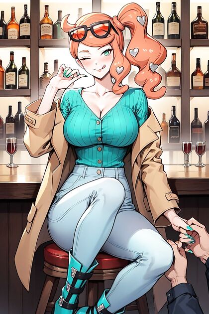 Sonia from Pokémon Bagged with Seductive Green Eyes in Steamy Hentai AI Image