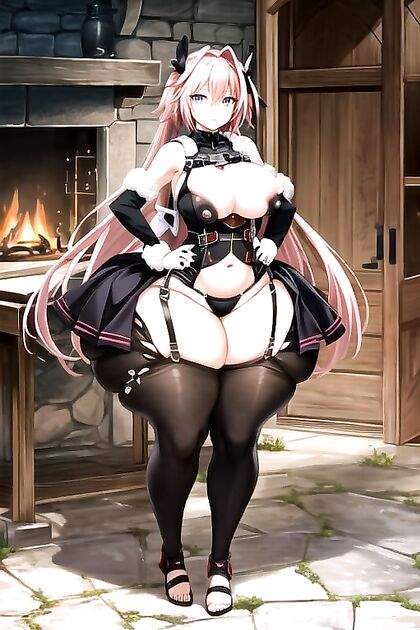 Very Busty Woman with a Huge Ass Rips Her Clothes Off in Steamy Hentai AI Image