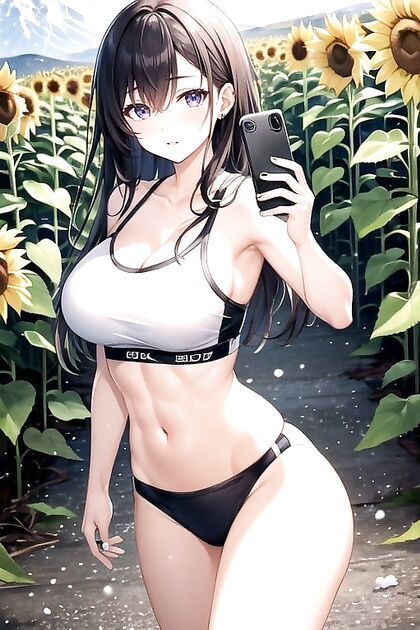 Snow Falls Softly While Fit Beauty Enjoys Sunflower Field Hentai Pleasure