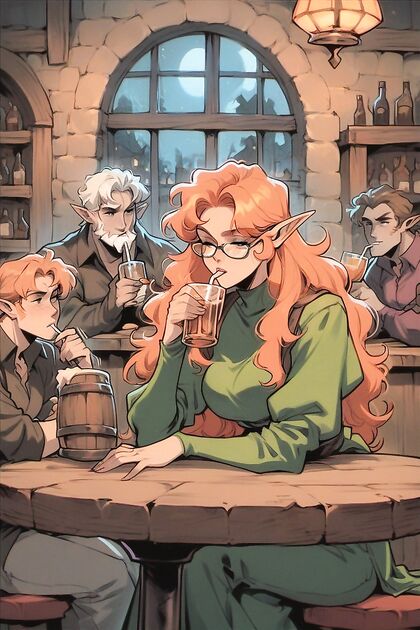 Glasses Clad Tavern Girl 18+ in Mesmerizing Hentai AI Image Image