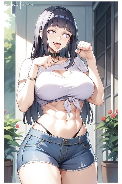 Showing Her Tongue in Doggy Style with Square Bob in Hentai Hentai AI Image