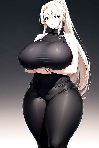 Virgin's Sweater and Thick Thighs Tease in Tail-Wagging Hentai Hentai AI Image
