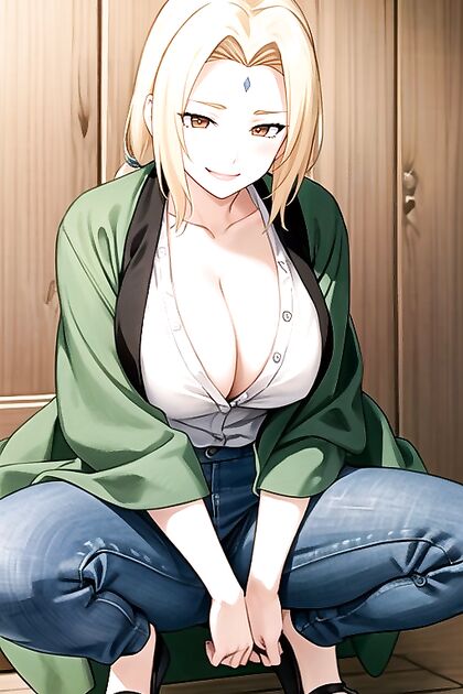 Tsunade from Naruto Shows Off Her Big Ass in Squatting Hentai AI Image