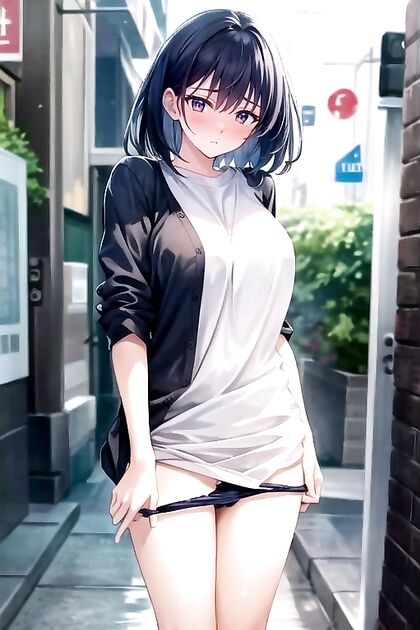 Little Ass and Small Tits in Thigh-High Panty Removal Hentai AI Image