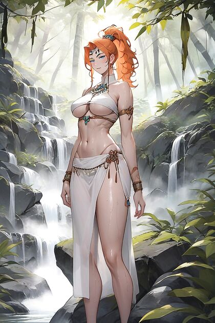 Blue Eyes, Medium Tits, Tail in Mind-Blowing Hentai AI Image