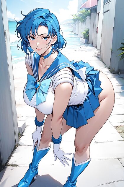 Mizuno Ami's Blue Skirt and Massive Breasts inMind-Blowing Hentai AI Image