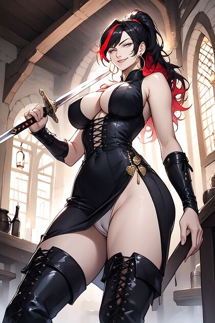 Huge-Ass Goddess in High Heels and Thick Thighs Domination Hentai Hentai AI Image